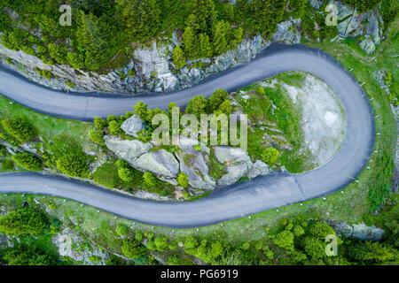 Switzerland, Canton of Uri, Goeschenen, Goescheneralp, Aerial view of mountain pass Stock Photo