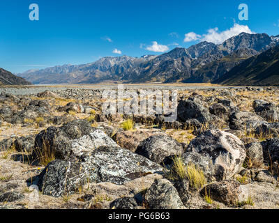 New Zealand, South Island, view to Tasman Valley at Mount Cook National Park Stock Photo