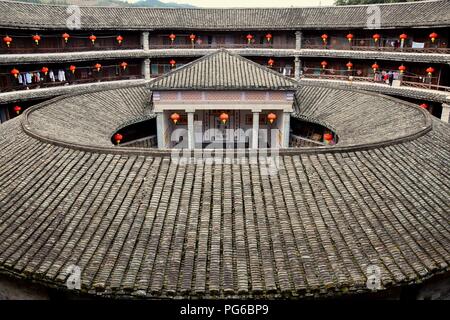 FUJIAN PROVINCE, CHINA – CIRCA MAY 2016: The Fujian tulou, the chinese rural dwelling unique to the Hakka minority in Fujian province. Stock Photo