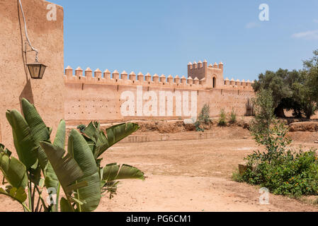 Walls of Chellah ancient necropolis and Roman settlement in Rabat, Morocco Stock Photo