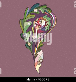 Hand drawn oak leaf vector illustration. Abstract autumn paisley. Leaves design element in modern style. Stock Vector