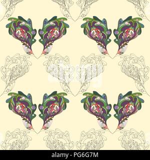 Oak leaves hand drawn seamless pattern. Abstract leaf paisley vector background in modern style. Nature texture for wallpaper, wrapping paper, textile Stock Vector