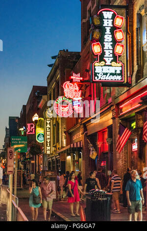 Country Music bars on Broadway, Nashville, Tennessee, USA. Stock Photo