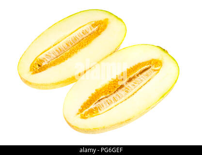 Half-cut ripe juicy melon. Studio Photo Stock Photo
