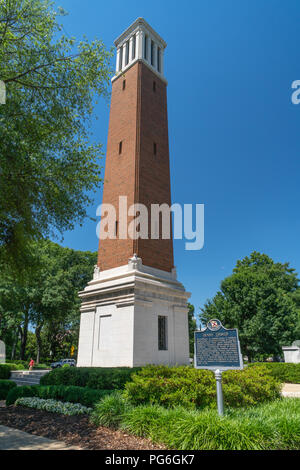TUSCALOOSA, AL/USA - JUNE 6, 2018: Denny Chimes tower on The Quad at the campus of University of Alabama. Stock Photo