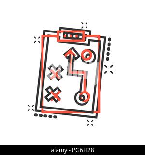 Vector cartoon tactical plan document icon in comic style. Strategy concept illustration pictogram. Document business splash effect concept. Stock Vector