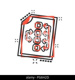 Vector cartoon tactical plan document icon in comic style. Strategy concept illustration pictogram. Document business splash effect concept. Stock Vector