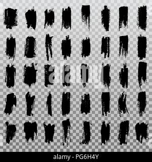 Isolated ink scribble or scratches, black brush watercolor, blob or brushstroke scribble, paint brush for trace or stamp, stroke or dye. Watercolor or texture, smear and painted frame theme Stock Vector