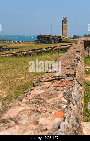Vertical view of the iconic Clock Tower in Galle, Sri Lanka. Stock Photo