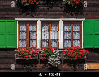 Alpine Window Styles Typical alpine windows in Staffa (Macugnaga Stock Photo - Alamy