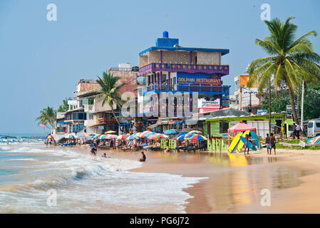 Horizontal view of the beach in Hikkaduwa, Sri Lanka. Stock Photo