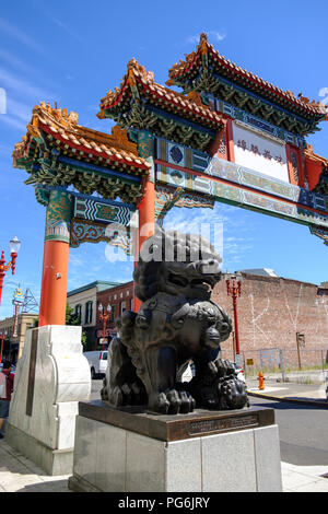 Pagoda in Chinatown, Portland, Oregon, USA Stock Photo