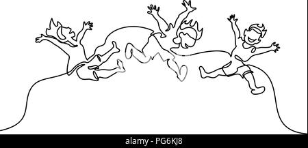 Boy and girl jumping for joy isolated on white background Stock Vector ...