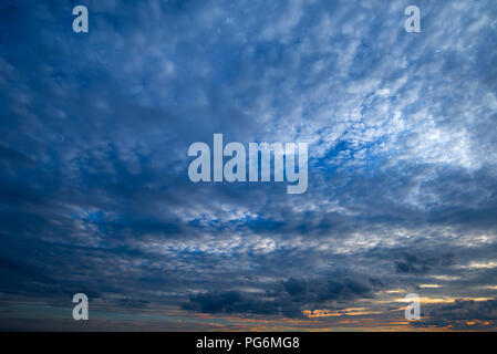 Small fleecy clouds (Cirrocumulus) at evening sky, Bavaria, Germany Stock Photo