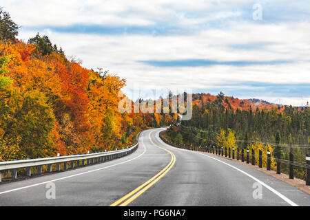 Canada, Ontario, main road through colorful trees in the Algonquin park area Stock Photo