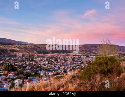 Esquel at sunrise, elevated view, Chubut Province, Patagonia, Argentina Stock Photo