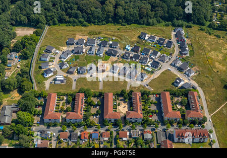 New housing estate, Dortmund-Jungferntal, Dortmund, Ruhrgebiet, North Rhine-Westphalia, Germany, DEU, Europe, aerial view, birds-eyes view, aerial vie Stock Photo