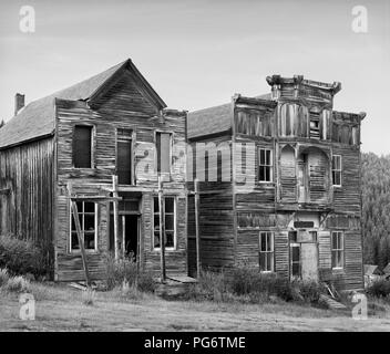 Gillian Hall and Fraternity Hall in Elkhorn ghost town, Montana, the United States. Stock Photo