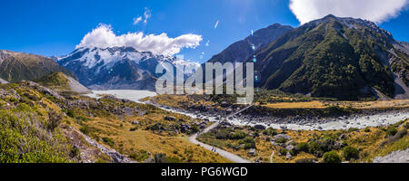 New Zealand, South Island, view to Hooker Valley at Mount Cook National Park