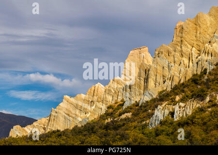 New Zealand, South Island, Omarama, Clay Cliff Stock Photo