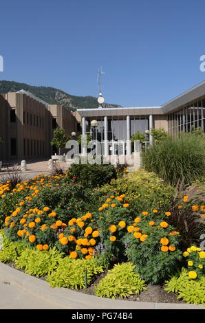 Entrance to Boulder County Justice Center. Garden Stock Photo