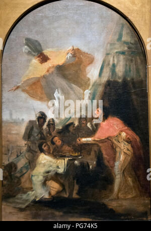 Francisco de Goya y Lucientes - Aparicion de San Isidoro al Rey Fernando III El Santo ante los muros de Sevilla Stock Photo