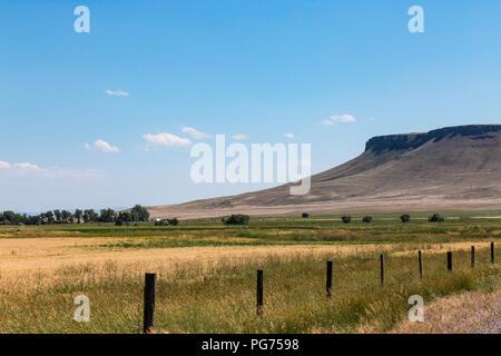 Square Butte is an iconic landmark in Montana, USA Stock Photo