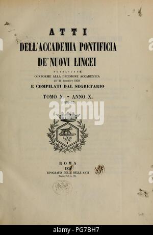 Atti dell'Accademia Pontificia de'Nuovi Lincei Stock Photo