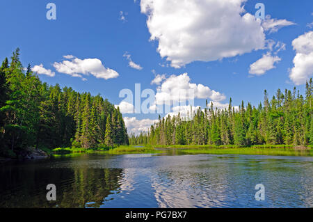 Afternoon shadows on Rib Lake in the Boundary Waters Stock Photo