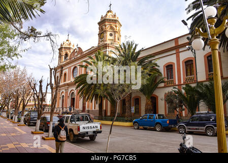 Plaza Independencia and Cathedral in Tupiza, Bolivia Stock Photo