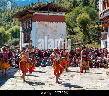 Traditional festival in Bumthang, Bhutan Stock Photo