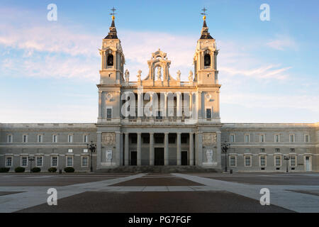 Madrid. Image of Madrid skyline with Santa Maria la Real de La Almudena Cathedral and the Royal Palace during sunrise. Stock Photo