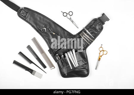 The hairdresser's bag for tools on white background Stock Photo