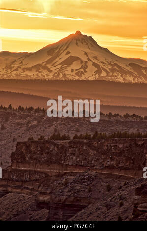 Mt Jefferson Sunset in Central Oregon Stock Photo