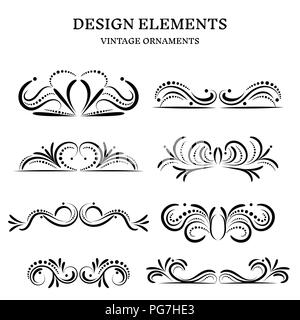 vintage design ornaments set, vector format Stock Vector
