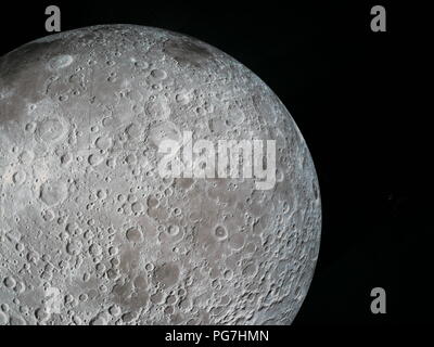 Detailed picture of the moon from a display at The Eden Project, Cornwall, UK. Stock Photo
