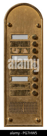 Old door intercom isolated on white background Stock Photo