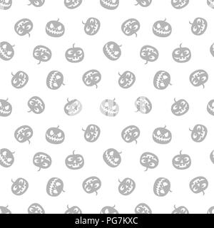 Grey pattern of haloween pumpkins. Black and white. Vector illustration. Stock Vector
