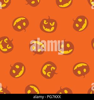 Pattern of haloween pumpkins. Color vector illustration. Stock Vector