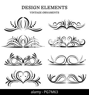 vintage design ornaments set, vector format Stock Vector