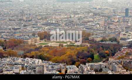 View from the air on Paris showing the Luxembour gardens and many office and apartmentbuildings Stock Photo