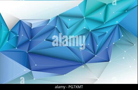 Vector 3D Illustration Geometric, Polygon, Line,Triangle pattern shape with molecule structure. Polygonal with green, blue background. Stock Vector