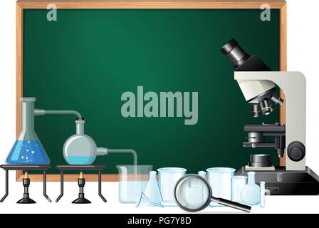 Science Lab Equipments and Blackboard illustration Stock Vector Image ...