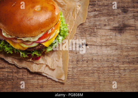 Veggie Burger, overhead view Stock Photo