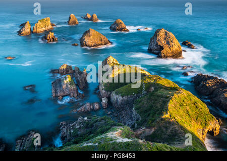 New Zealand, South Island, Southern Scenic Route, Catlins, sunset at Nugget Point Stock Photo