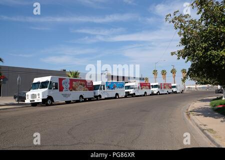 Bimbo bakery delivery trucks in Calexico, California, United States. Stock Photo