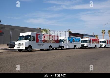 Bimbo bakery delivery trucks in Calexico, California, United States. Stock Photo