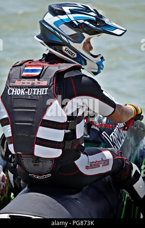 Jet Ski race competitor in full safety equipment Stock Photo