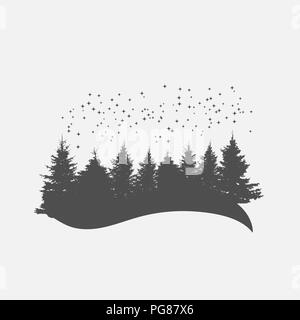 Camping Camp. Image of Nature. Tree Silhouette. Vector Illustration Stock Vector