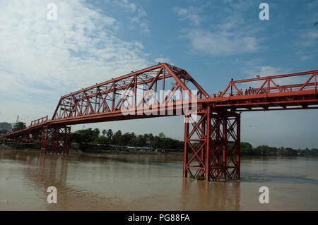 Kean Bridge over the Surma River. It was built by Lord Michel Kin in 1936. Sylhet, Bangladesh. Stock Photo